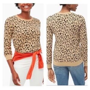 J. Crew Factory Teddie Cheetah Print Crewneck Sweater